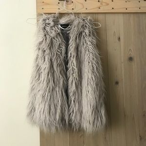 Mink pink faux fur gray vest